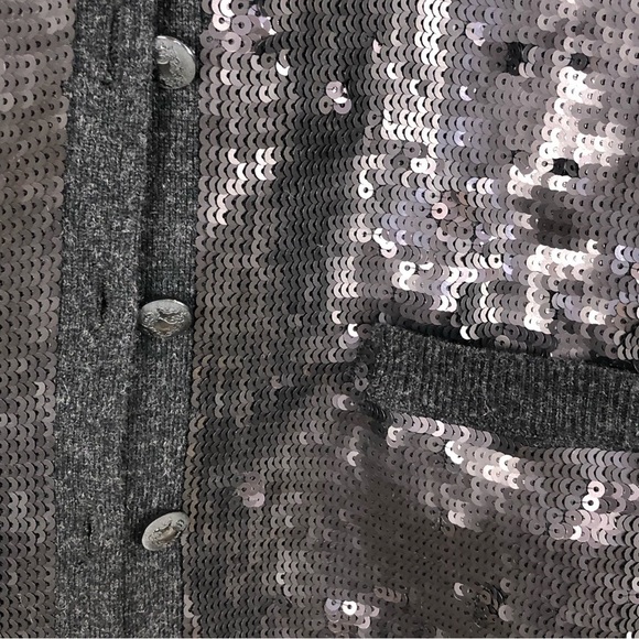 ANTHROPOLOGY Robbi&Nikki black/gray cashmere/wool sequins cardigan S - Picture 5 of 12